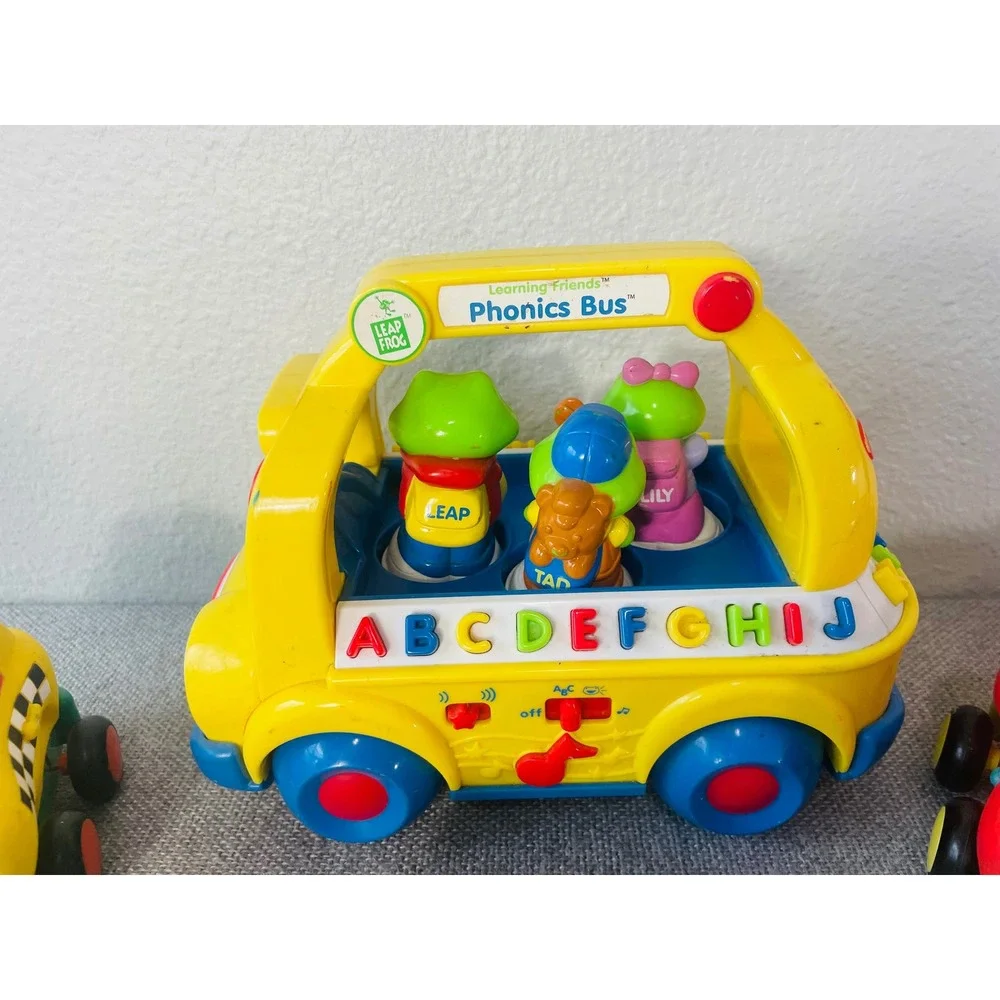 LeapFrog Learning Friends Phonics Bus Toy + 3  Vehicles Vintage Educational Set
